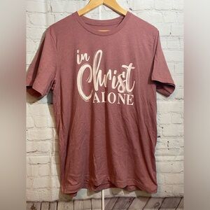 Texas True Thread In Christ Alone Womens Size Large Mauve Christian Tee